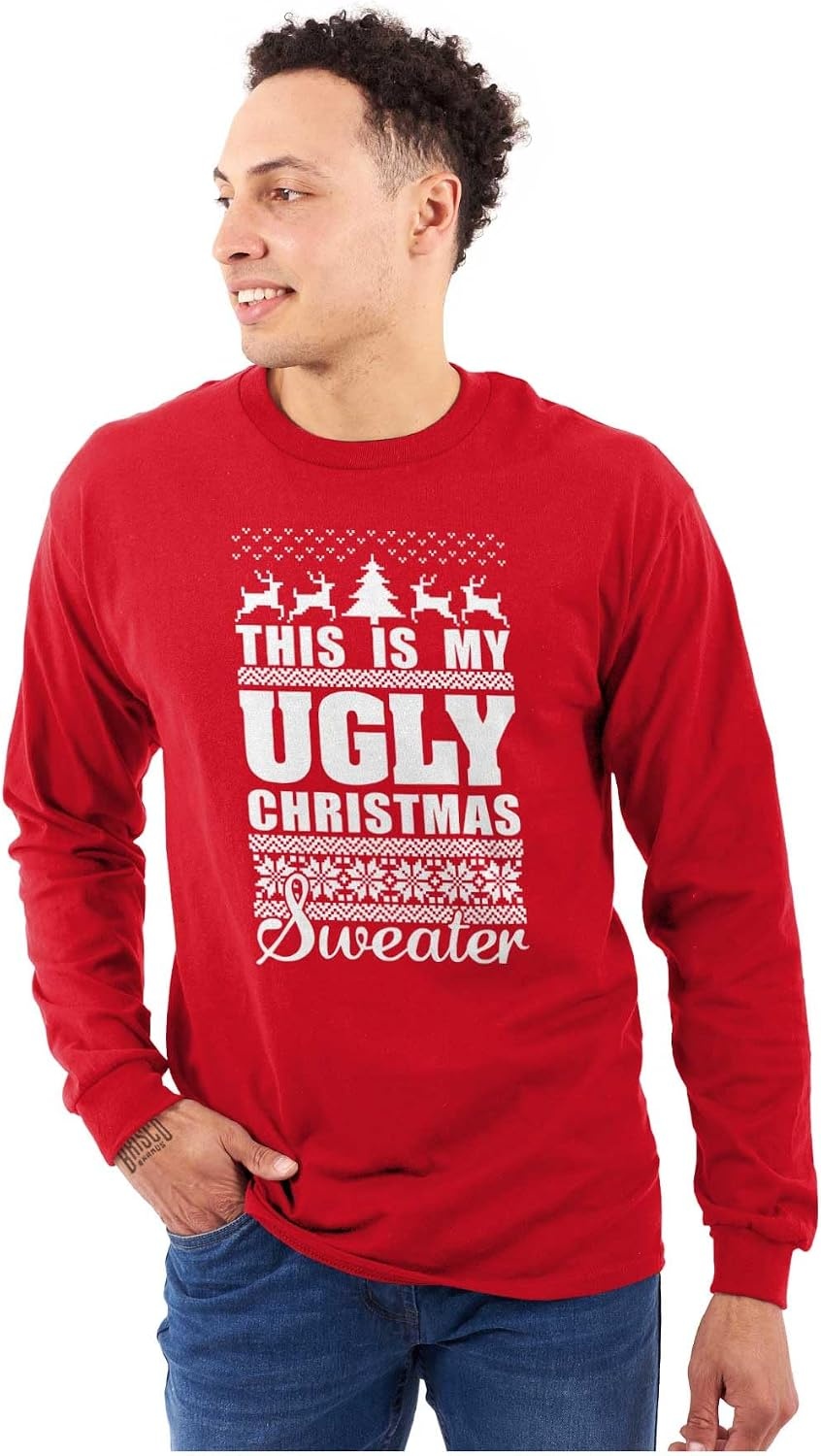 image:imageBrisco Brands This is My Ugly Christmas Sweater Long Sleeve Tshirt Men WomenRed