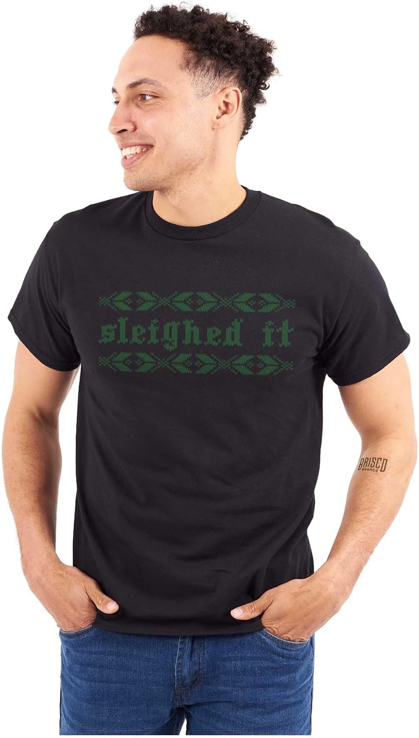 image:imageBrisco Brands Ugly Christmas Sleighed It Pattern Graphic T Shirt Men or WomenBlack
