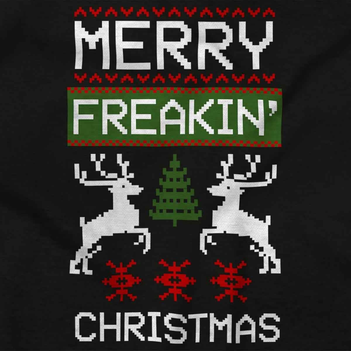 image:imageBrisco Brands Ugly Merry Freakin Christmas Pattern Sweatshirt for Men or WomenBlack