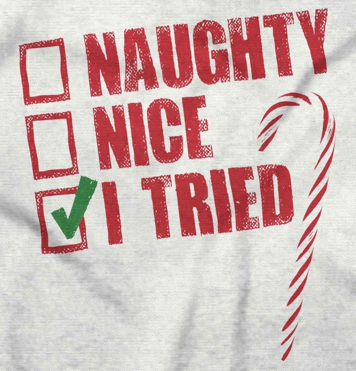 image:imageBrisco Brands Xmas Checklist Naughty Nice Tried Long Sleeve Tshirt Men WomenI Tried