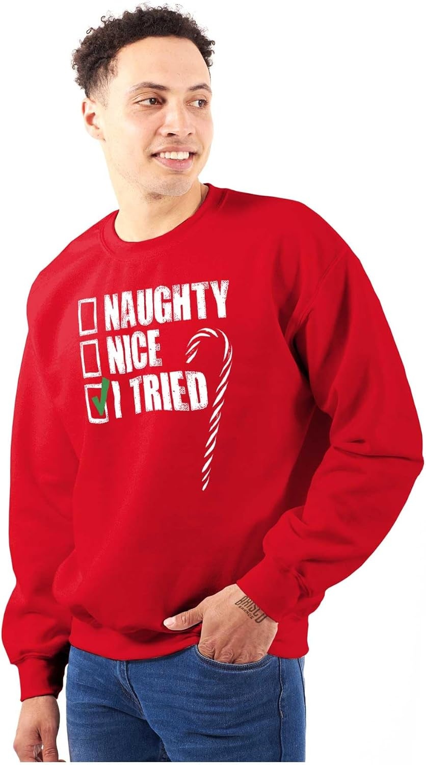 image:imageBrisco Brands Xmas Checklist Naughty Nice Tried Sweatshirt for Men or WomenNaught Or Nice