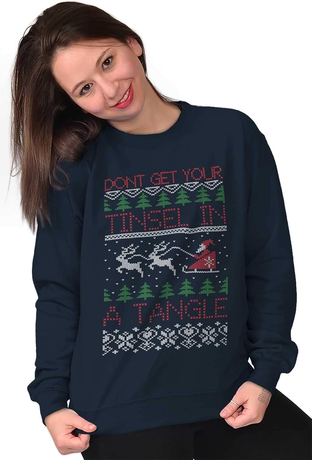 image:imageBrisco Brands Xmas Dont Get Tinsel in a Tangle Sweatshirt for Men or WomenNavy