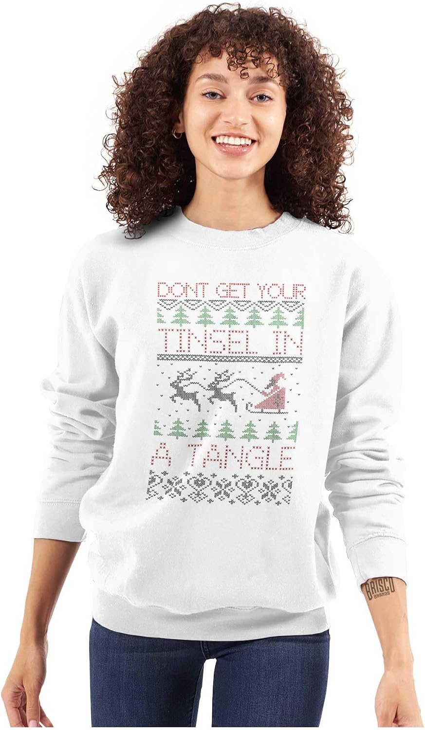 image:imageBrisco Brands Xmas Dont Get Tinsel in a Tangle Sweatshirt for Men or WomenWhite
