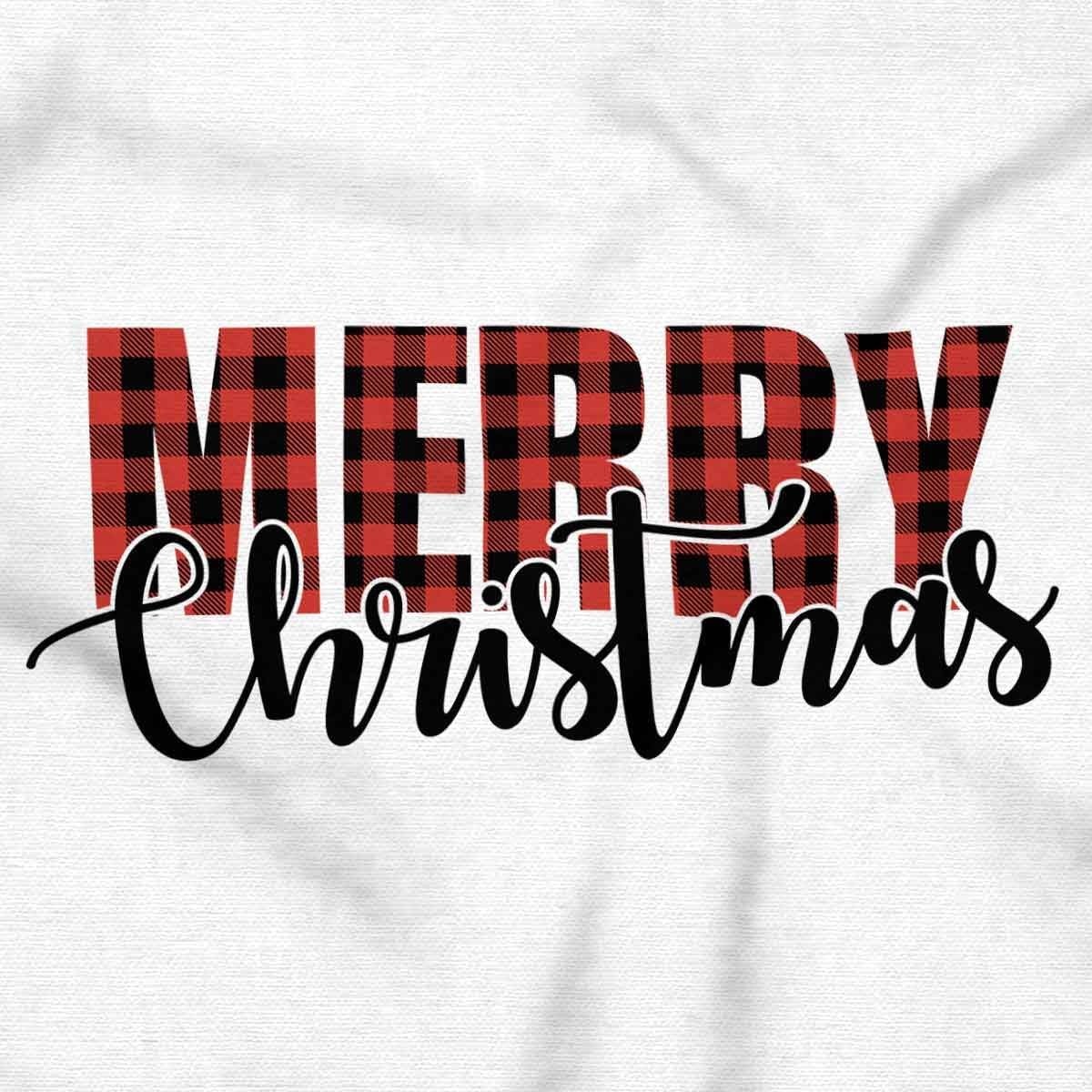 image:imageBrisco Brands Xmas Holiday Plaid Merry Christmas Baby Romper Boys or GirlsWhite
