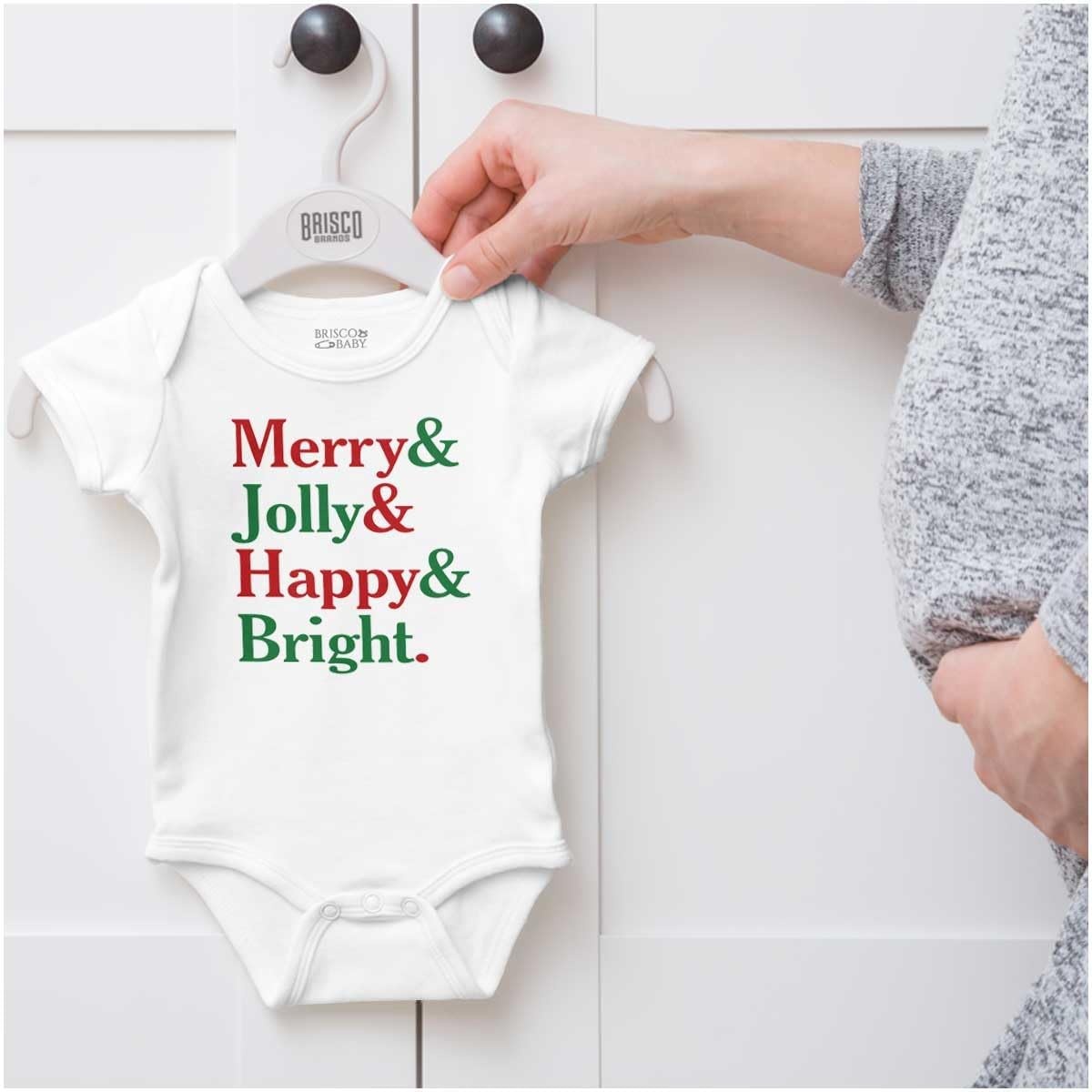 image:imageChristmas Merry Jolly Happy Bright Baby Romper Boys or GirlsWhite