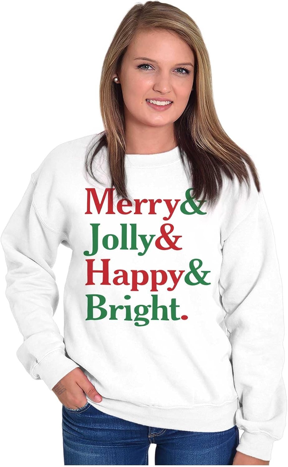 image:imageChristmas Merry Jolly Happy Bright Sweatshirt for Men or WomenWhite