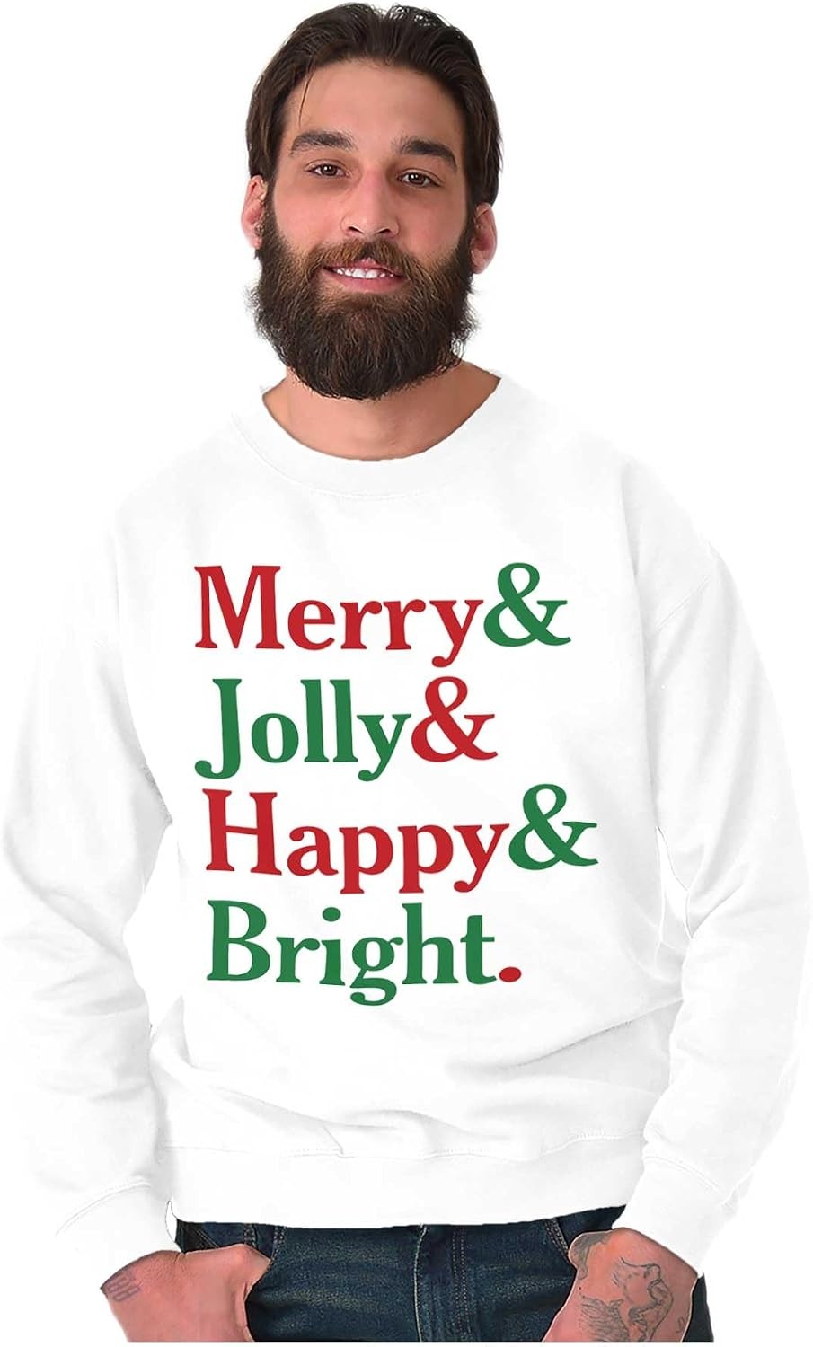 image:imageChristmas Merry Jolly Happy Bright Sweatshirt for Men or WomenWhite