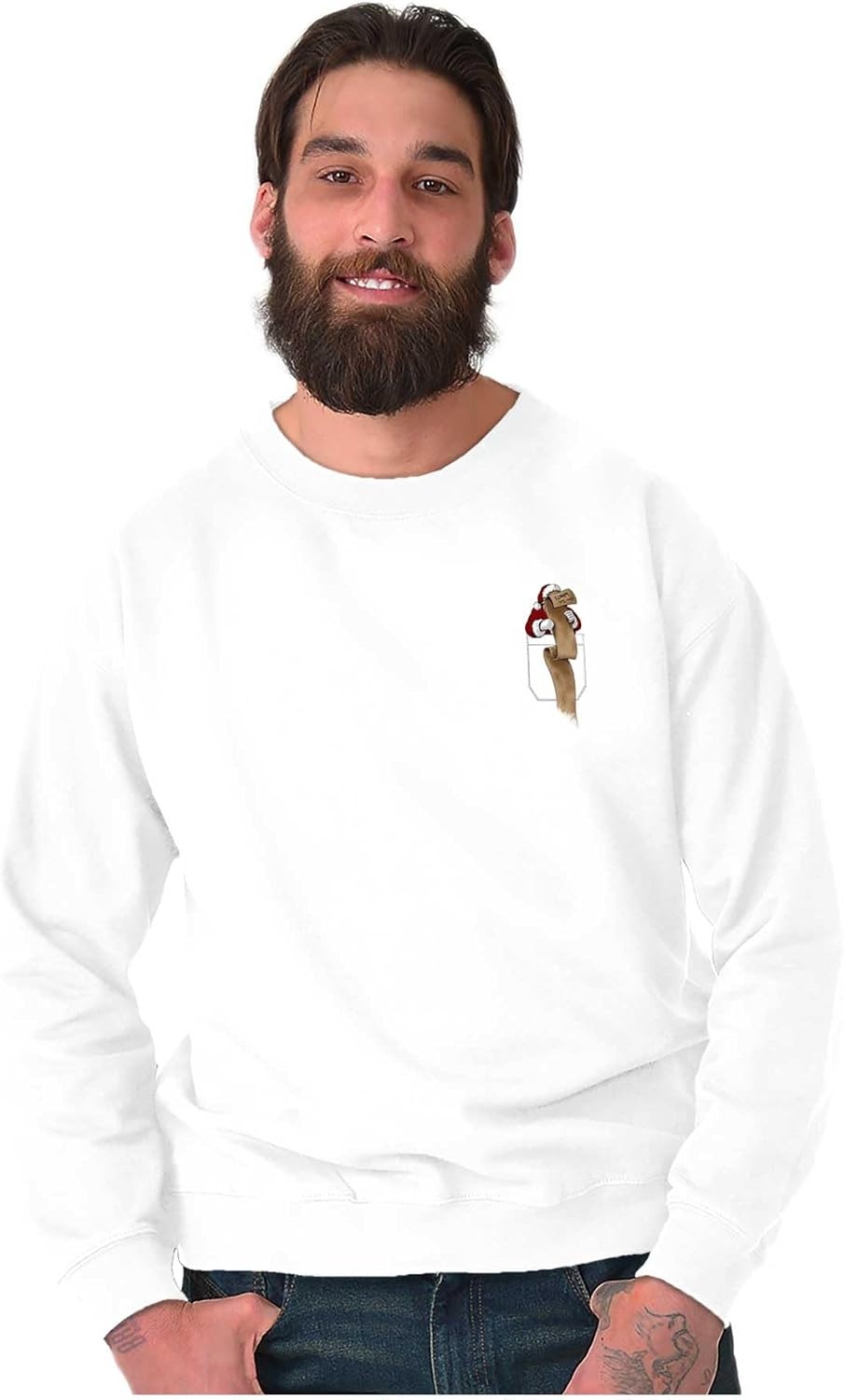 image:imageChristmas Santas Checklist Pocket Sweatshirt for Men or WomenWhite