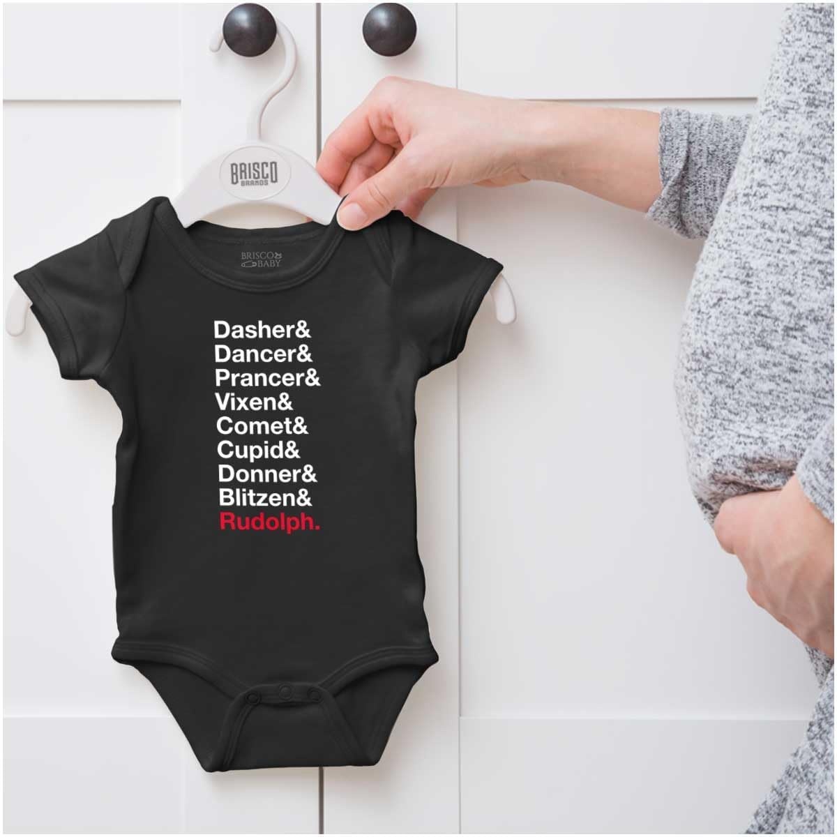 image:imageChristmas Santas Reindeer List Baby Romper Boys or GirlsBlack