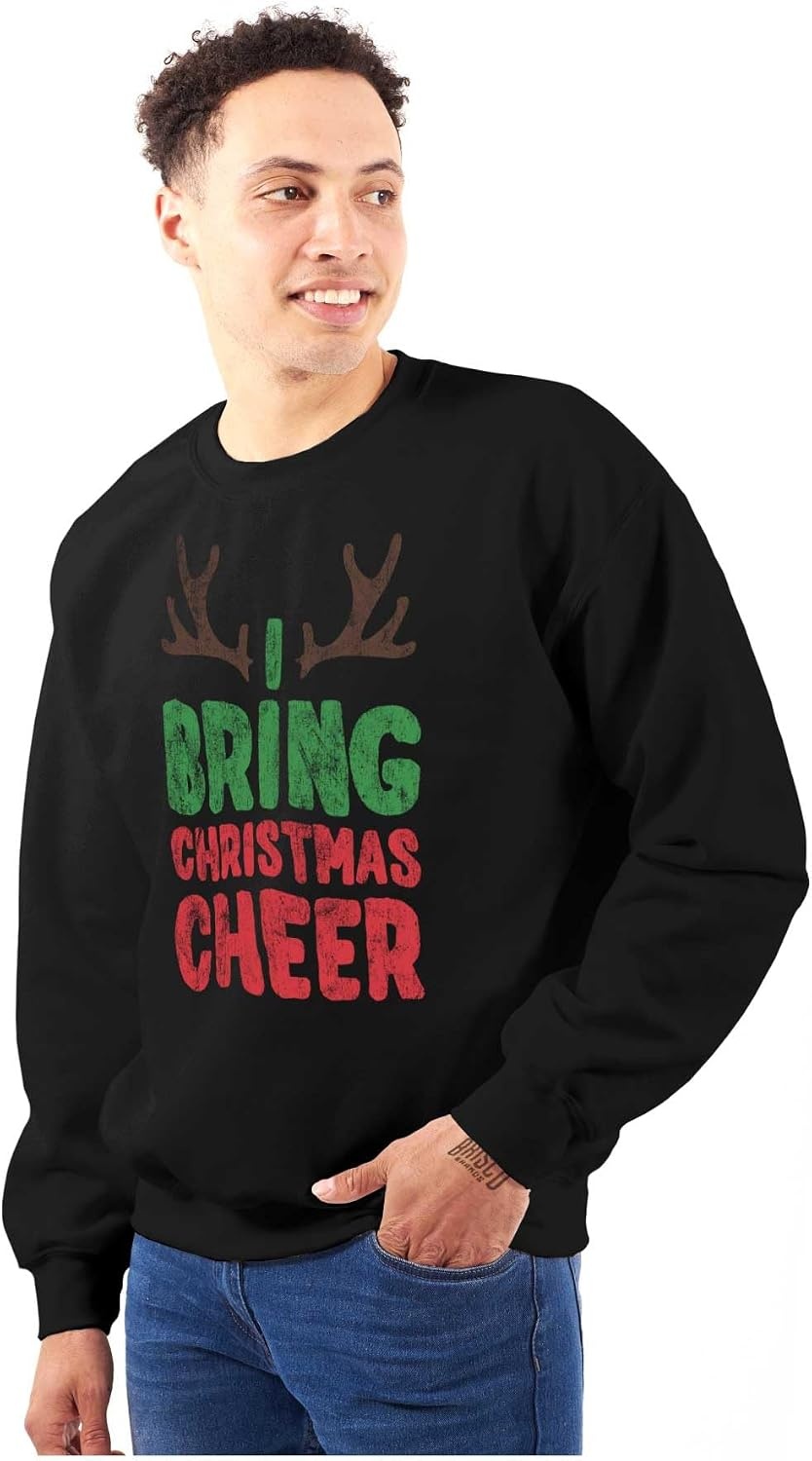 image:imageClassic Teaze Bring Christmas Cheer Reindeer Antler Sweatshirt for Men or WomenBlack