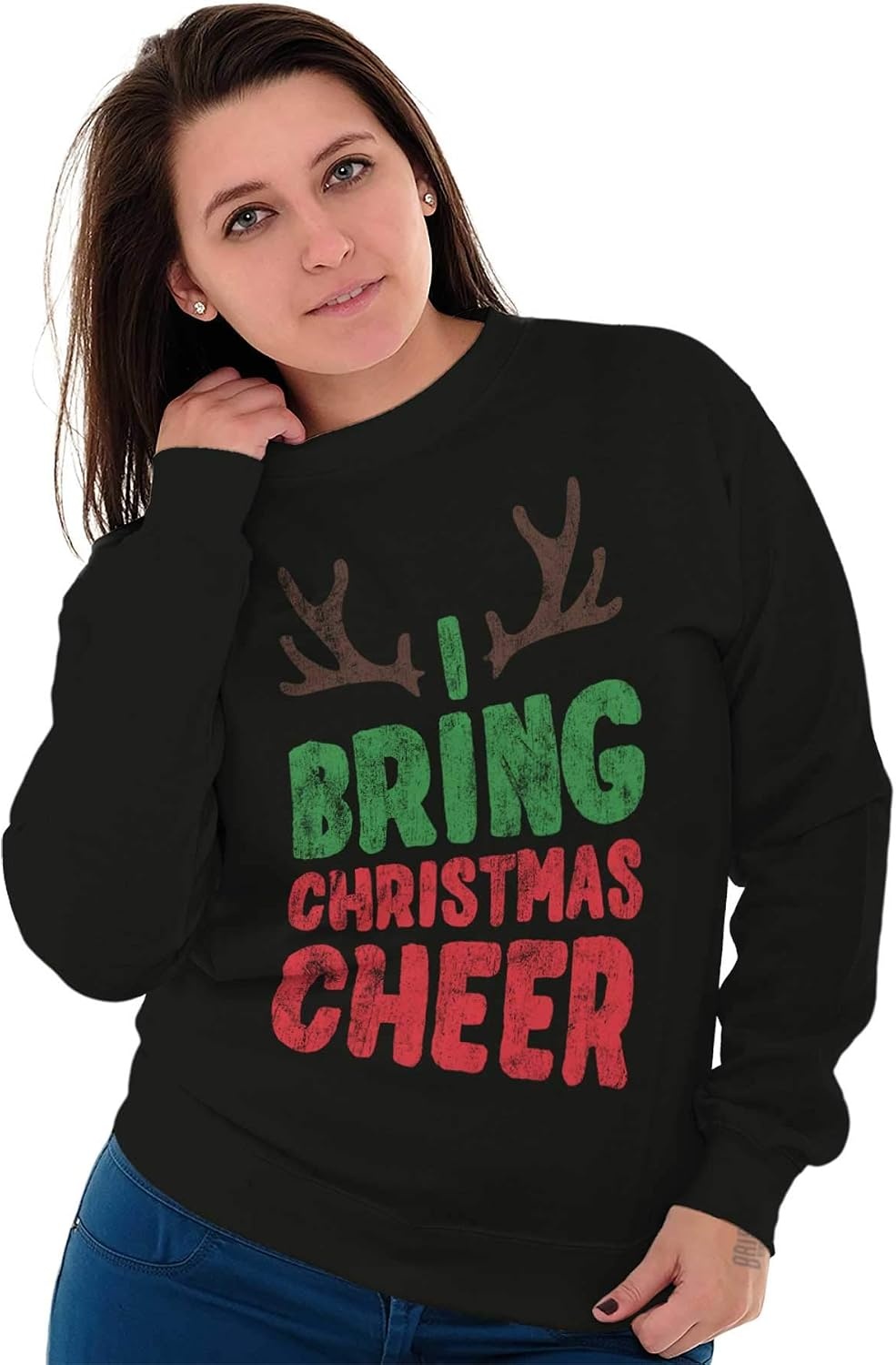 image:imageClassic Teaze Bring Christmas Cheer Reindeer Antler Sweatshirt for Men or WomenBlack