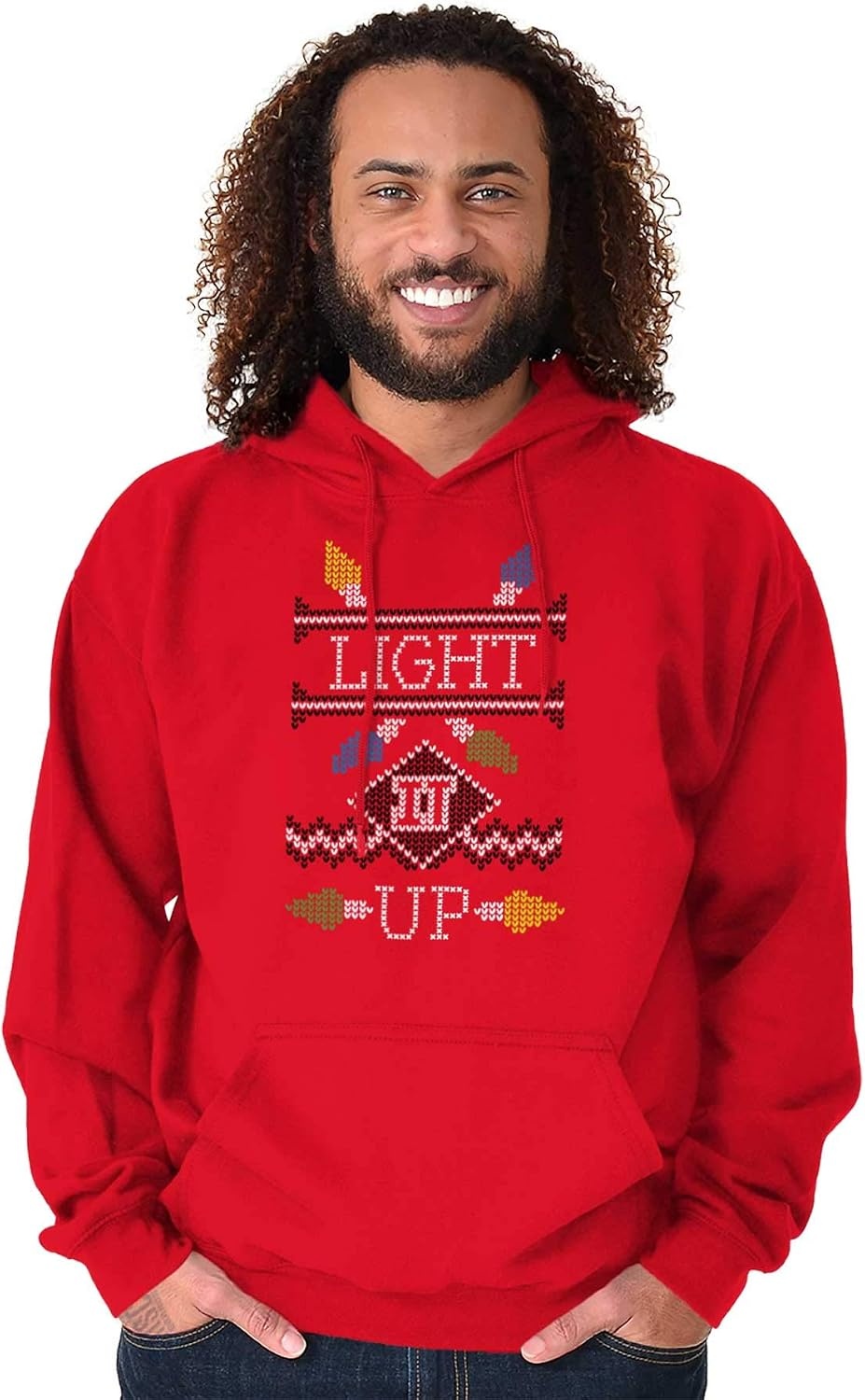image:imageClassic Teaze Ugly Christmas Pattern Light it Up Hoodie Sweatshirt Women MenLight It Up