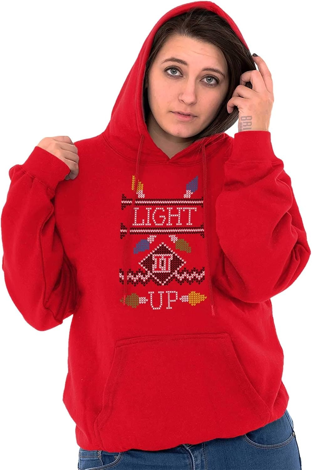 image:imageClassic Teaze Ugly Christmas Pattern Light it Up Hoodie Sweatshirt Women MenLight It Up