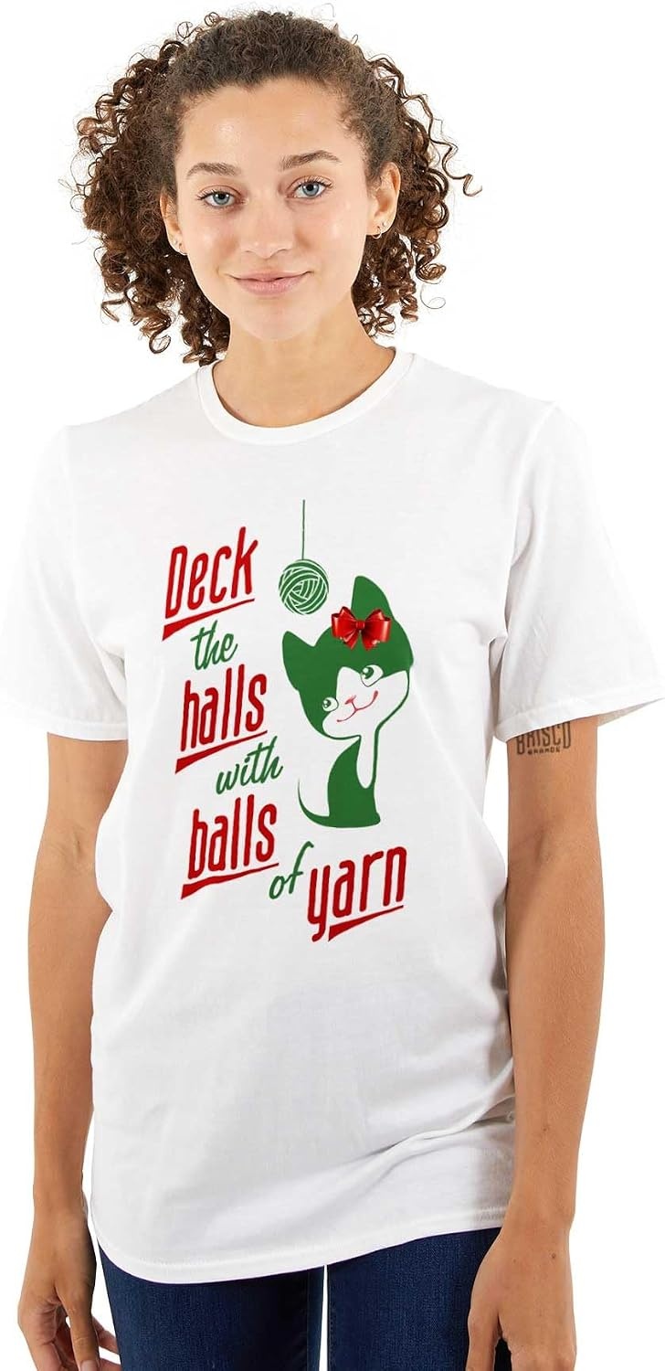 image:imageDeck The Halls with Balls of Yarn Womens Graphic T Shirt TeesWhite