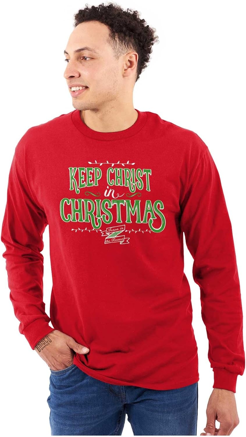 image:imageKeep Christ in Christmas Jesus Reason Long Sleeve Tshirt Men WomenRed