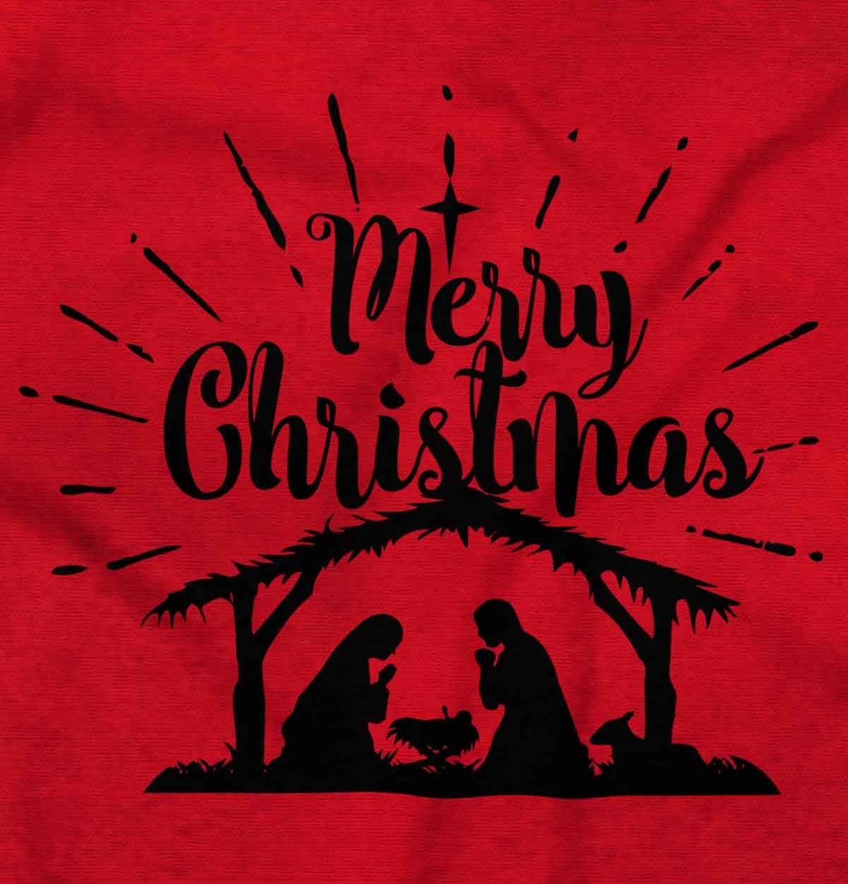 image:imageMerry Christmas Nativity Scene Jesus Womens Long Sleeve T ShirtRed