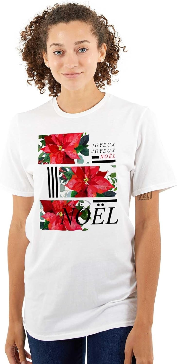 image:imageNoel Poinsettia Christmas Flower Graphic T Shirt Men or WomenWhite