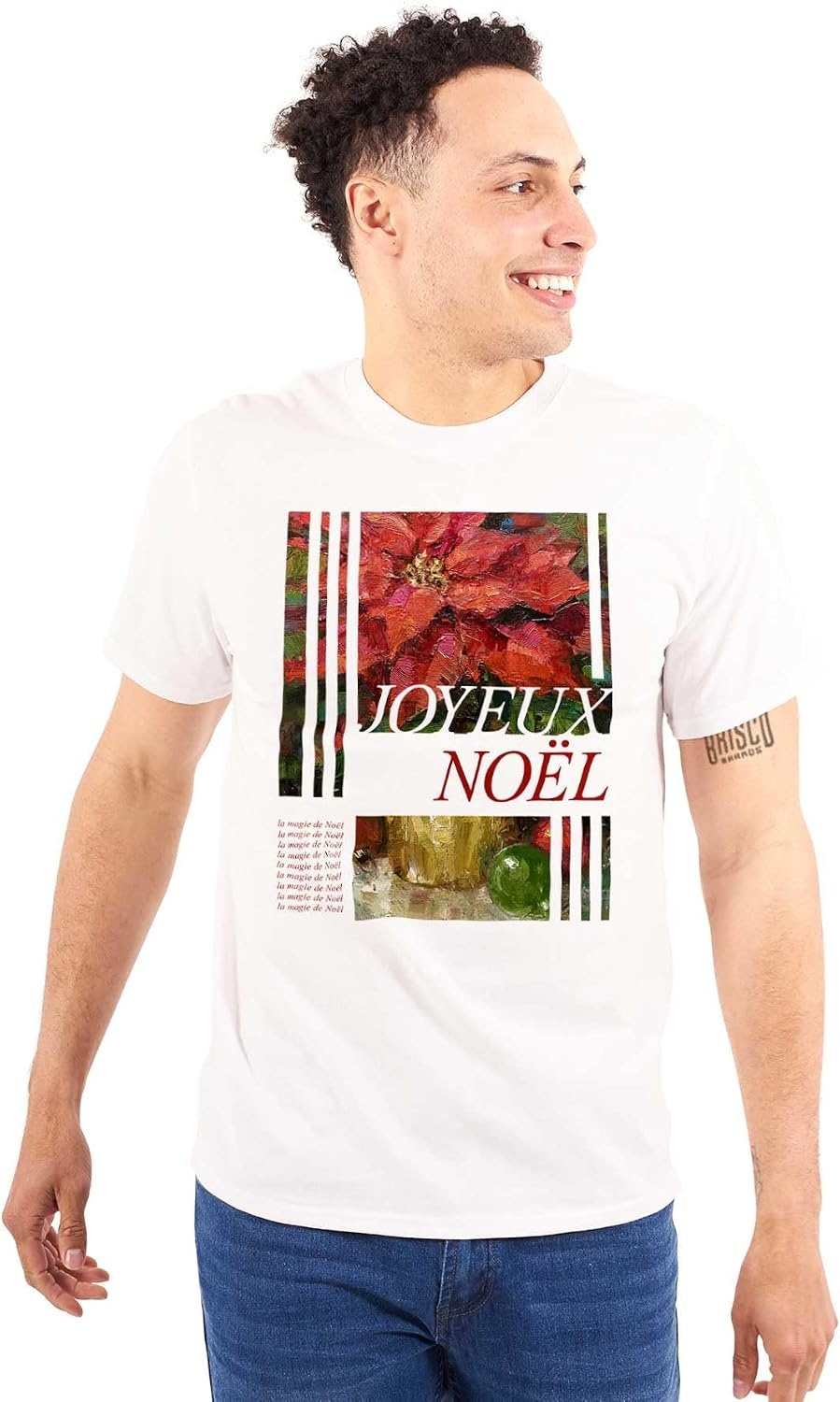 image:imagePoinsettia Christmas Joyeux Noel Graphic T Shirt Men or WomenWhite