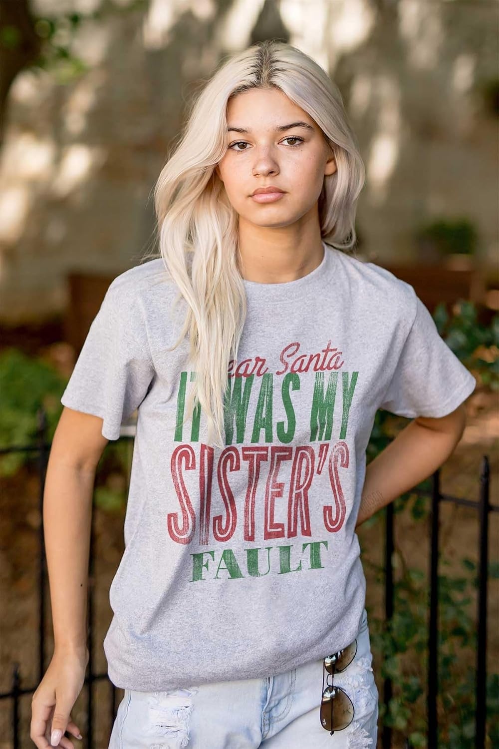image:imageXmas Dear Santa Its My Sisters Fault Graphic T Shirt Men or WomenSport Grey