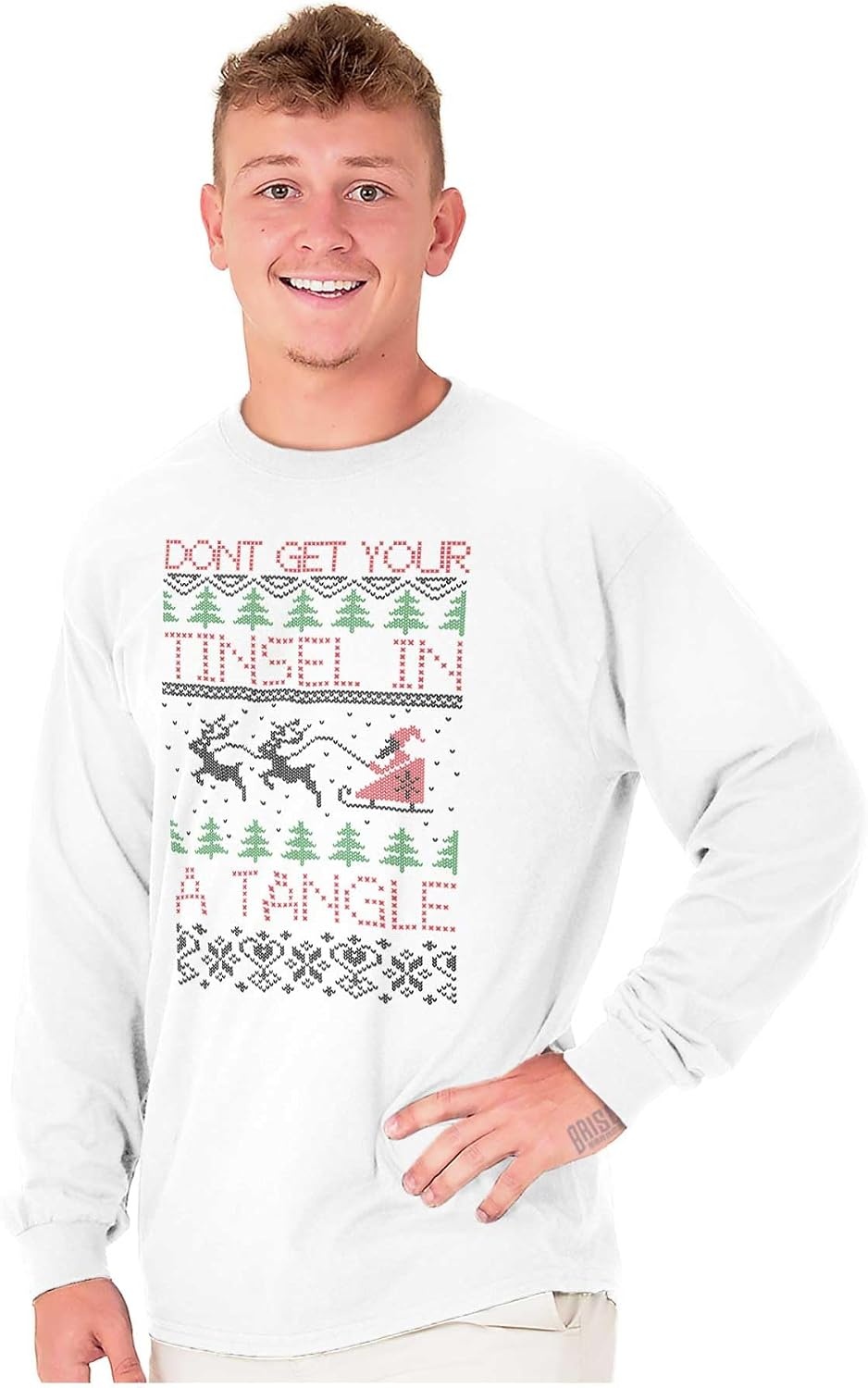 image:imageXmas Dont Get Tinsel in a Tangle Long Sleeve Tshirt Men WomenWhite