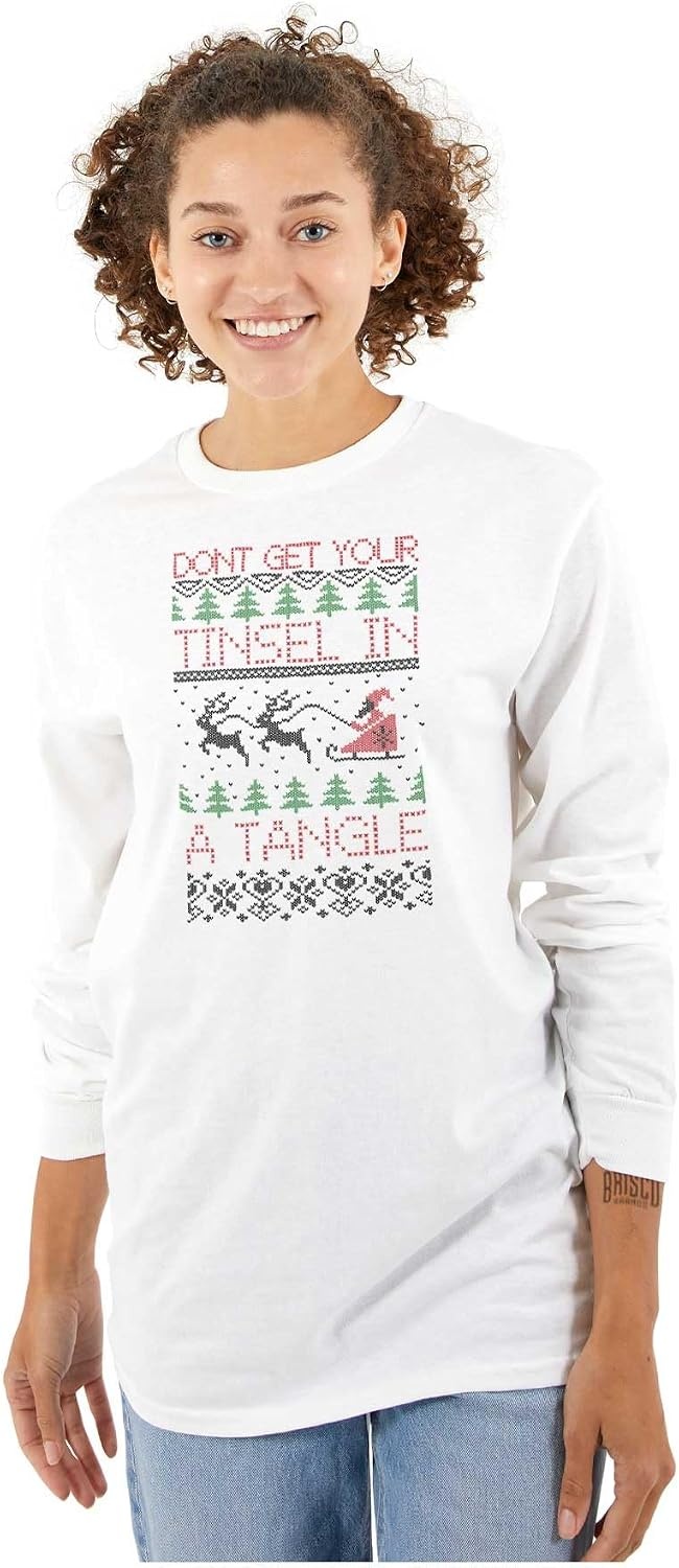 image:imageXmas Dont Get Tinsel in a Tangle Long Sleeve Tshirt Men WomenWhite