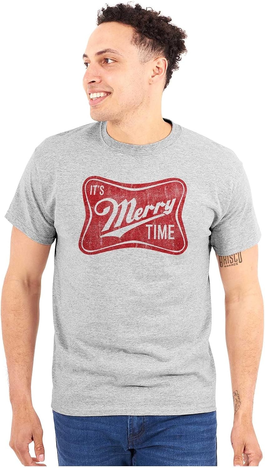 image:imageXmas Its Merry Time Christmas Graphic T Shirt Men or WomenSport Grey
