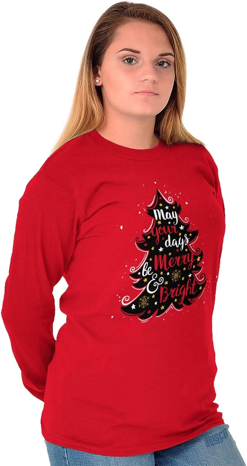 image:imageXmas May Your Days Be Merry Bright Womens Long Sleeve T ShirtRed
