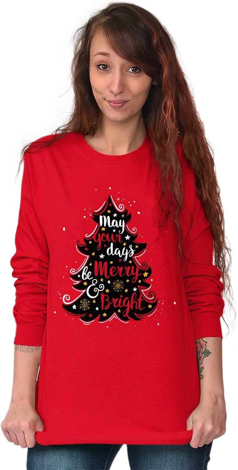 image:imageXmas May Your Days Be Merry Bright Womens Long Sleeve T ShirtRed
