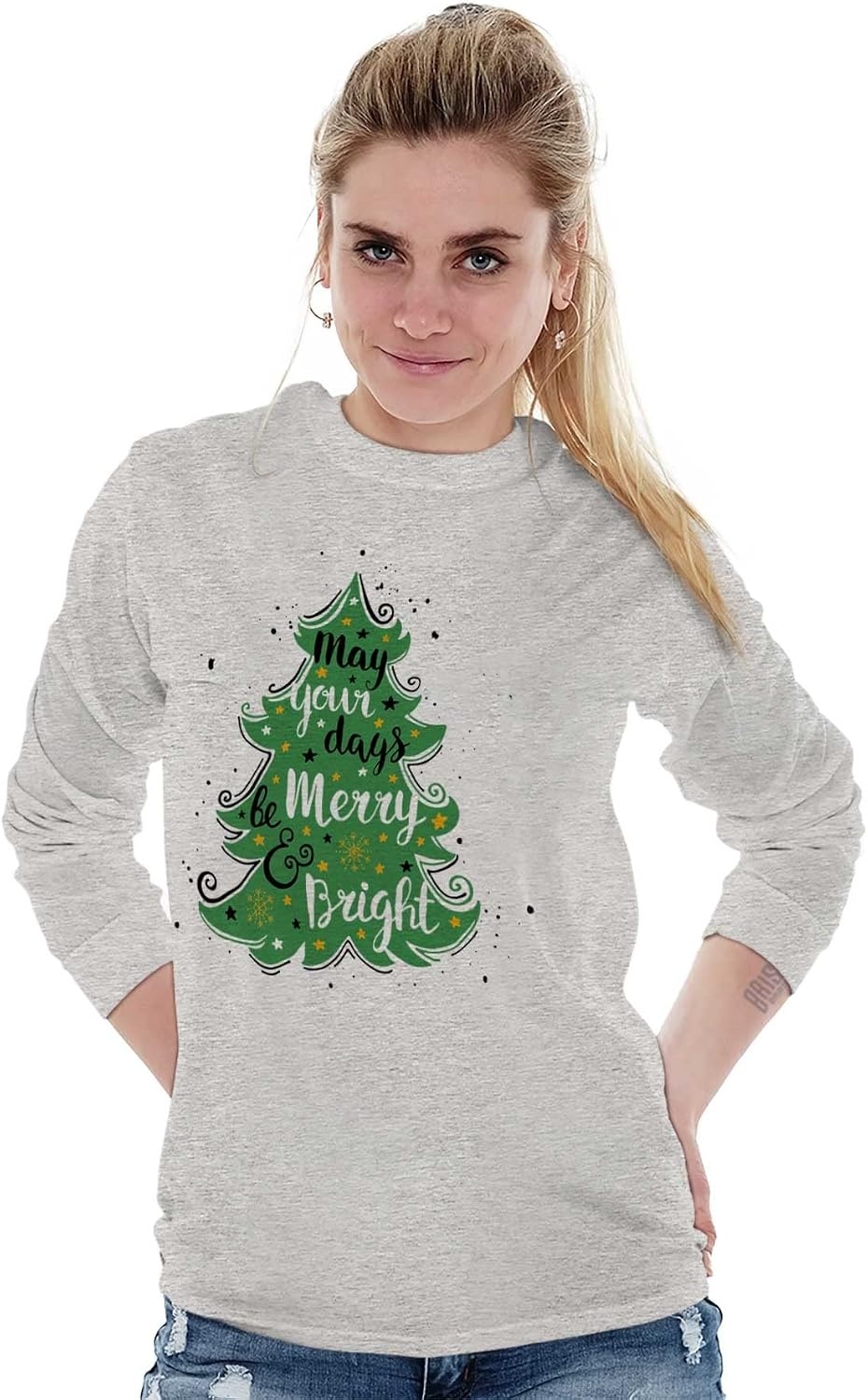 image:imageXmas May Your Days Be Merry Bright Womens Long Sleeve T ShirtSport Grey