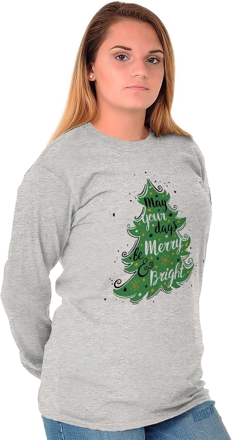 image:imageXmas May Your Days Be Merry Bright Womens Long Sleeve T ShirtSport Grey