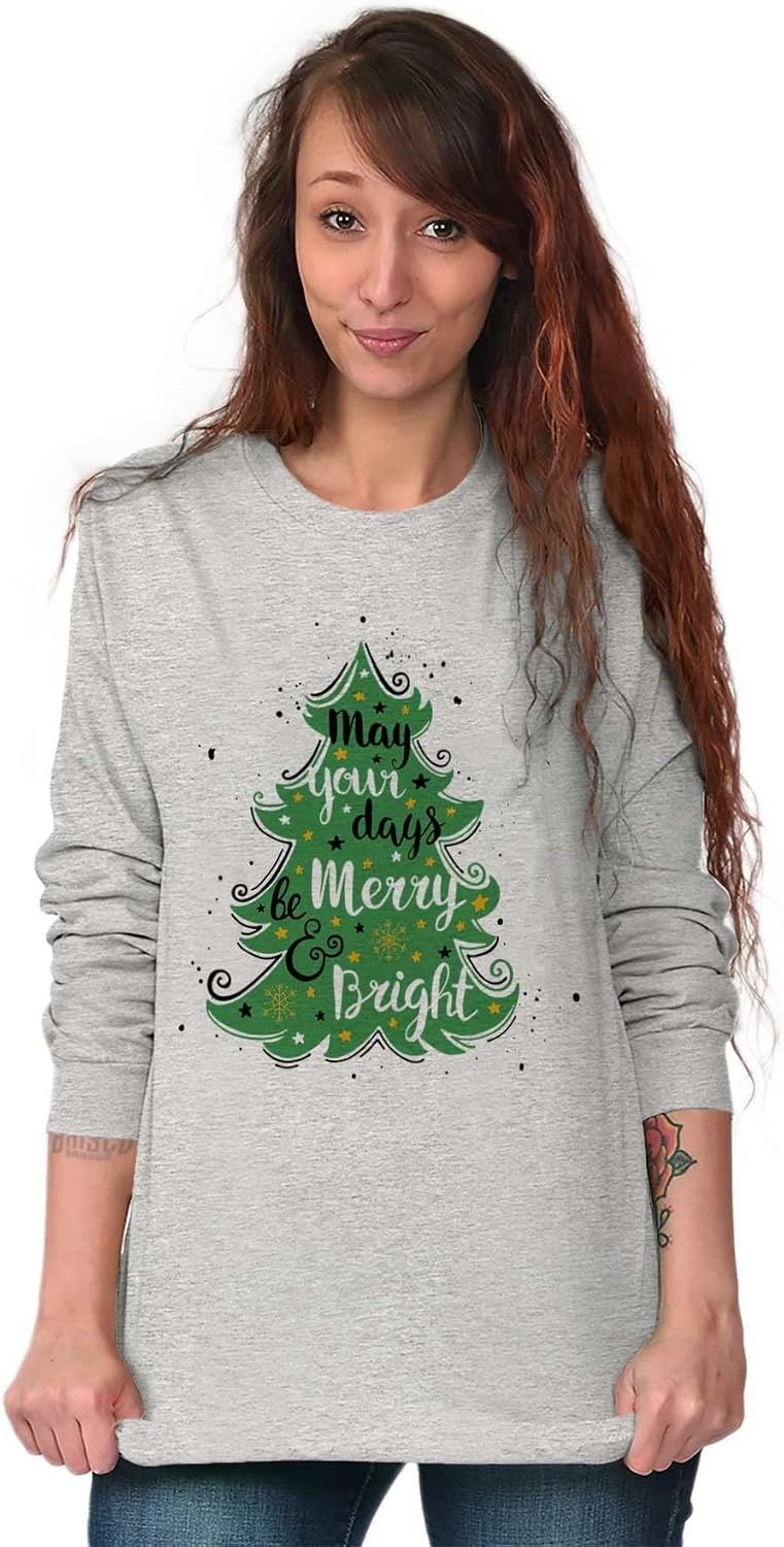 image:imageXmas May Your Days Be Merry Bright Womens Long Sleeve T ShirtSport Grey