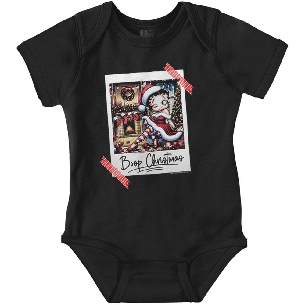 image:imageBetty Boop Christmas Santa Photo Baby Bodysuit Jumper GirlsBlack