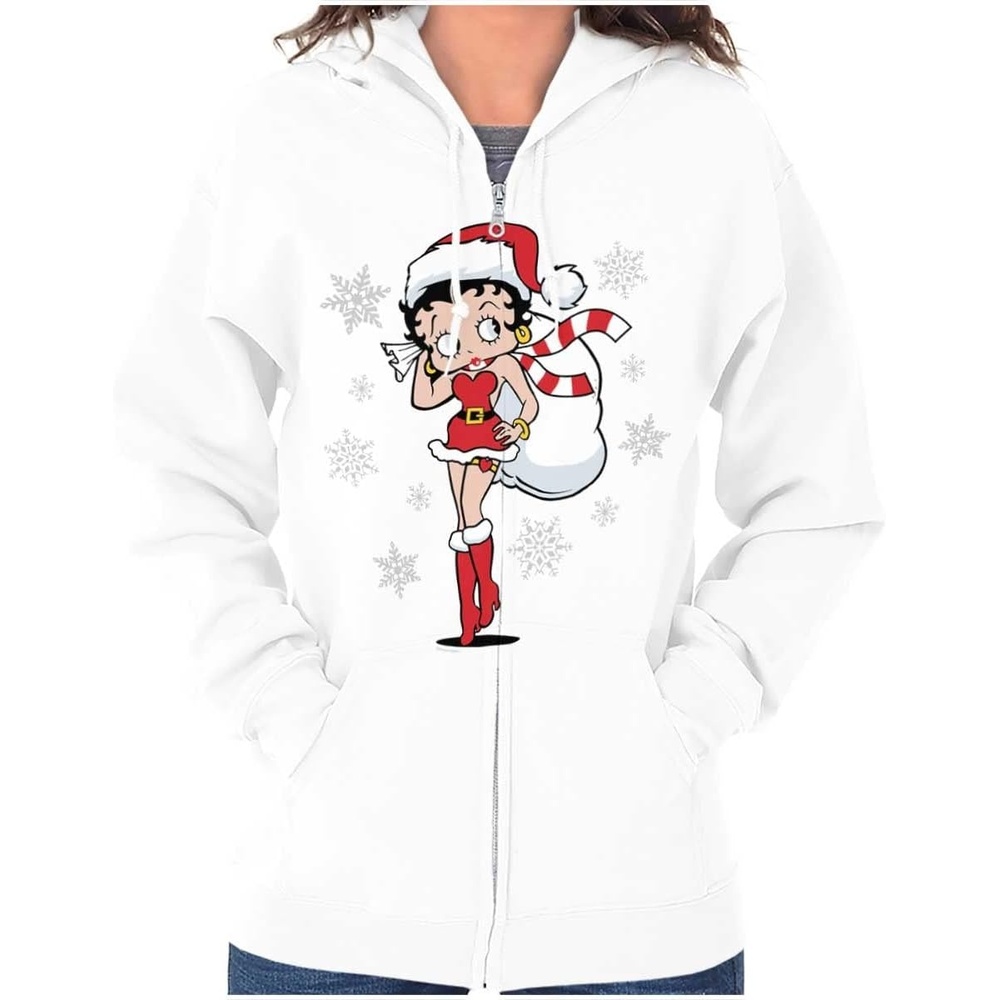 image:imageBrisco Brands Betty Boop Christmas Holiday Cute Zip Hoodie Sweatshirt Women
