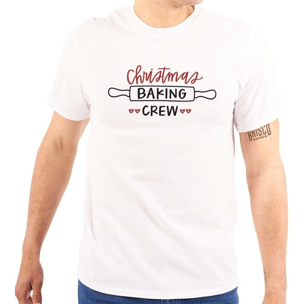 image:imageBrisco Brands Christmas Baking Crew Rolling Pin Graphic T Shirt Men or WomenWhite