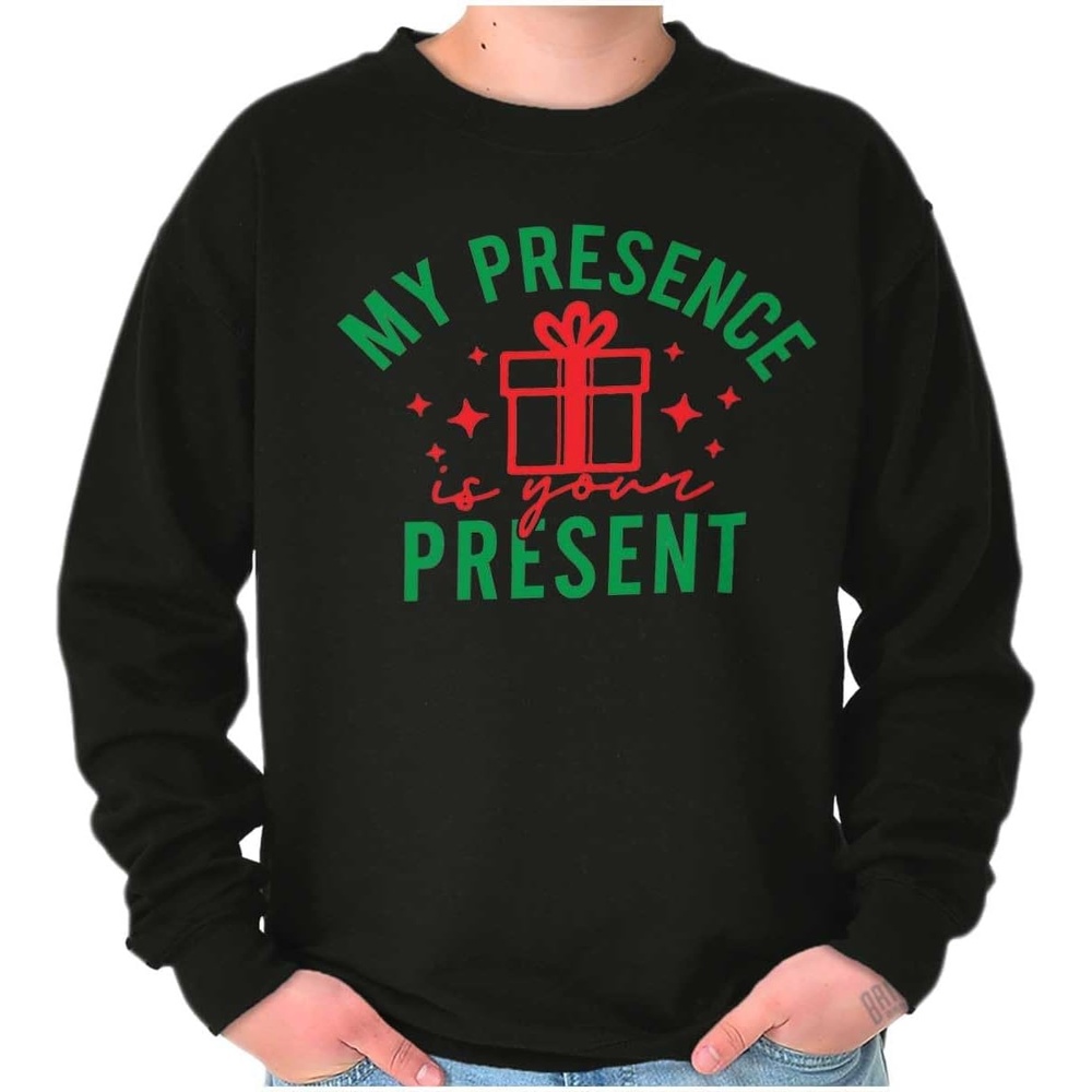 image:imageBrisco Brands Christmas My Presence Is Your Present Sweatshirt for Men or WomenBlack