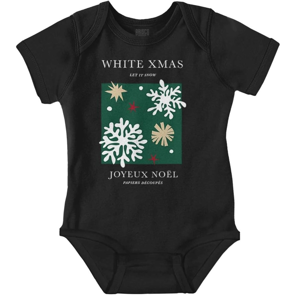 image:imageBrisco Brands Christmas White Xmas Let It Snow Baby Romper Boys or GirlsBlack