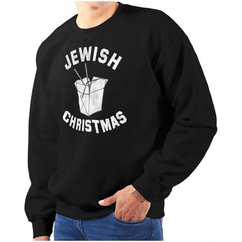 image:imageBrisco Brands Jewish Christmas Chinese Takeout Sweatshirt for Men or WomenBlack