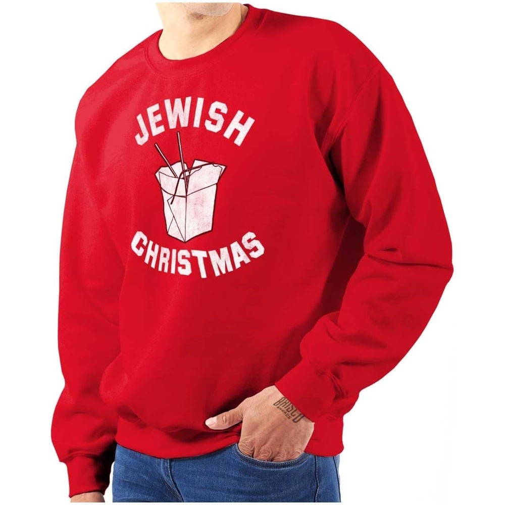 image:imageBrisco Brands Jewish Christmas Chinese Takeout Sweatshirt for Men or WomenRed
