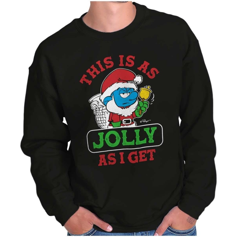image:imageBrisco Brands Santa Grumpy Smurf Jolly Christmas Sweatshirt for Men or WomenBlack