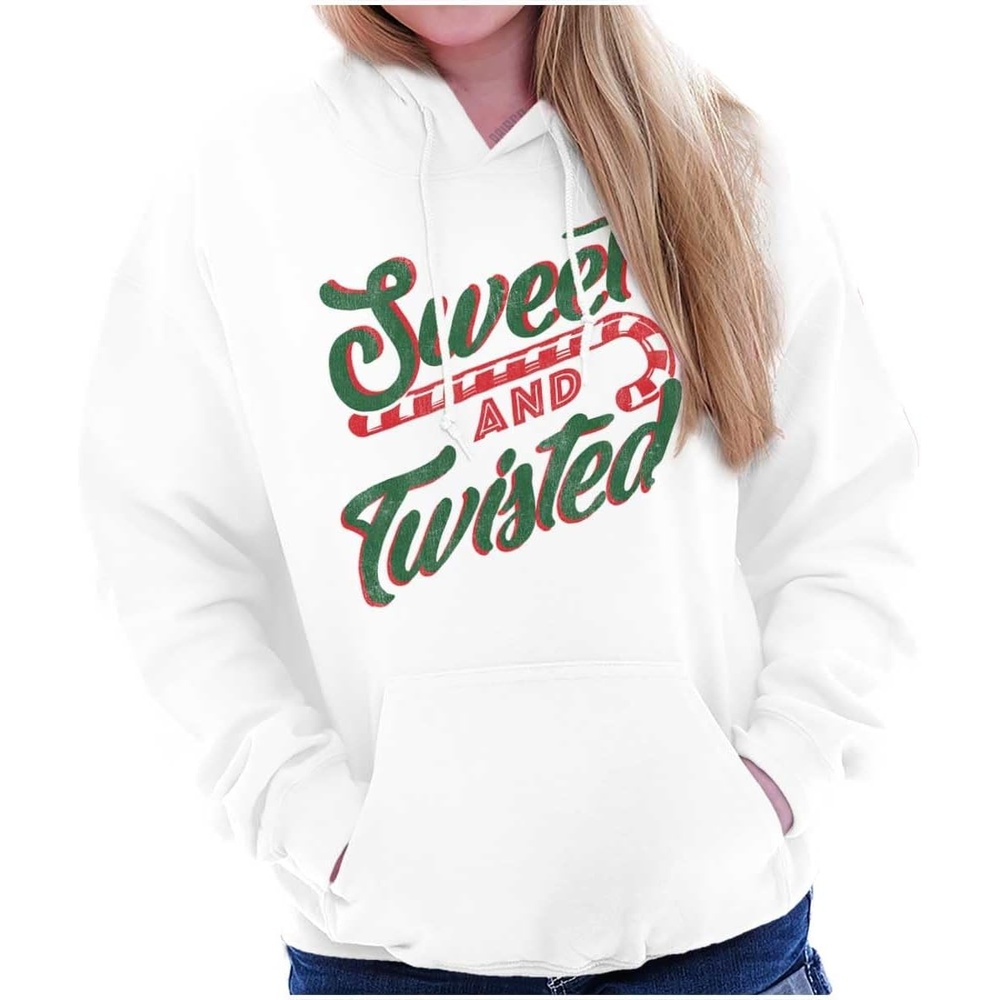 image:imageBrisco Brands Sweet Twisted Christmas Candy Cane Hoodie Sweatshirt WomenWhite