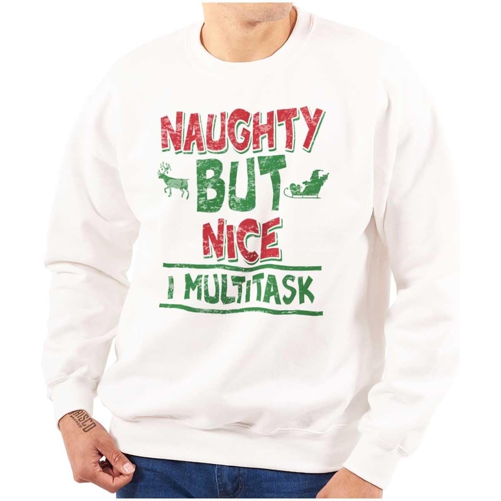 image:imageBrisco Brands Xmas Checklist Naughty Nice Tried Sweatshirt for Men or WomenNaught But Nice I Multitask