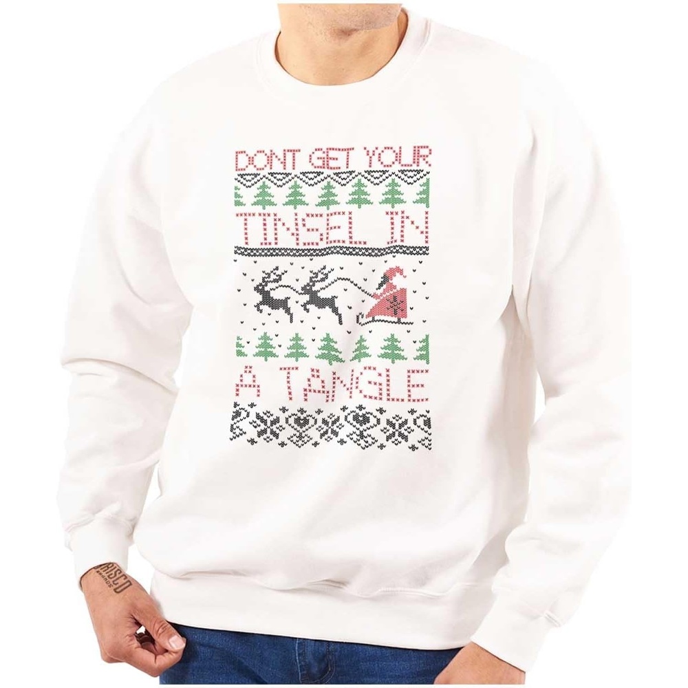 image:imageBrisco Brands Xmas Dont Get Tinsel in a Tangle Sweatshirt for Men or WomenWhite