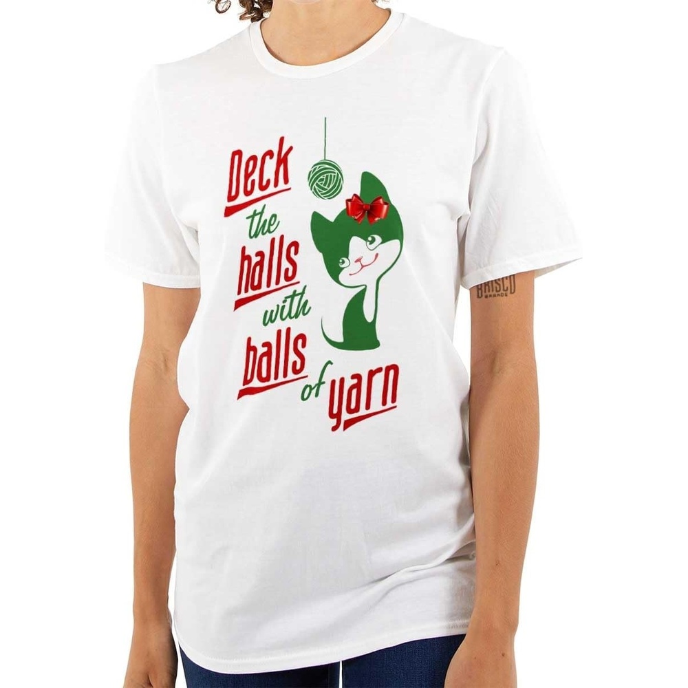 image:imageDeck The Halls with Balls of Yarn Womens Graphic T Shirt TeesWhite