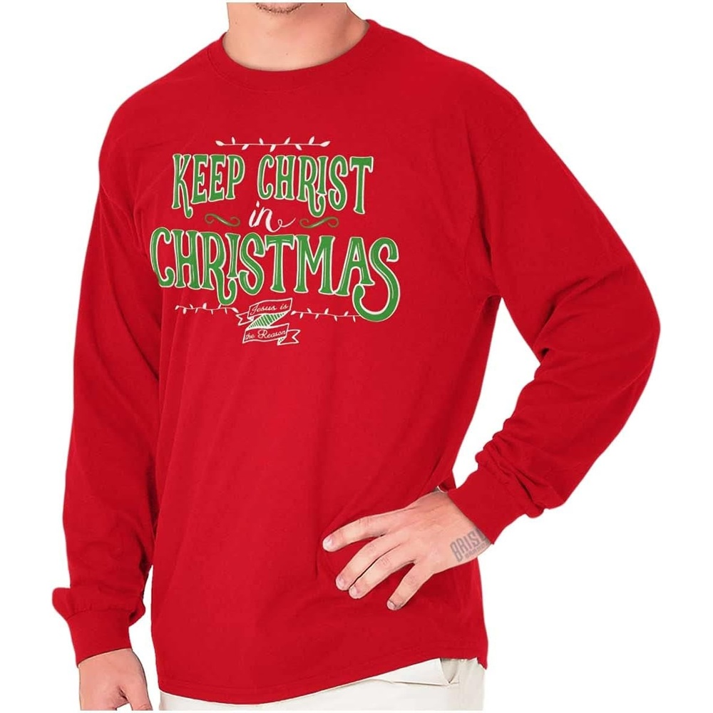 image:imageKeep Christ in Christmas Jesus Reason Long Sleeve Tshirt Men WomenRed