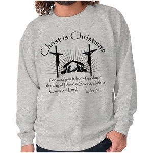 Brisco Brands Christ is Christmas Christian Sweatshirt for Men or Women(Sport Grey)