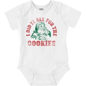 Brisco Brands Christmas Do It For The Cookies Baby Romper Boys or Girls(White)