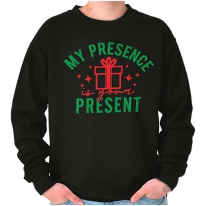 Brisco Brands Christmas My Presence Is Your Present Sweatshirt for Men or Women(Black)