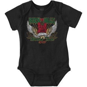 Brisco Brands Christmas Rock The Halls World Tour Baby Romper Boys or Girls(Black)