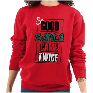 Brisco Brands Christmas So Good Santa Came Twice Women Crewneck Sweatshirt(Red)