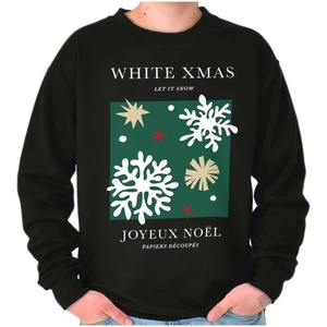 Brisco Brands Christmas White Xmas Let It Snow Sweatshirt for Men or Women(Black)